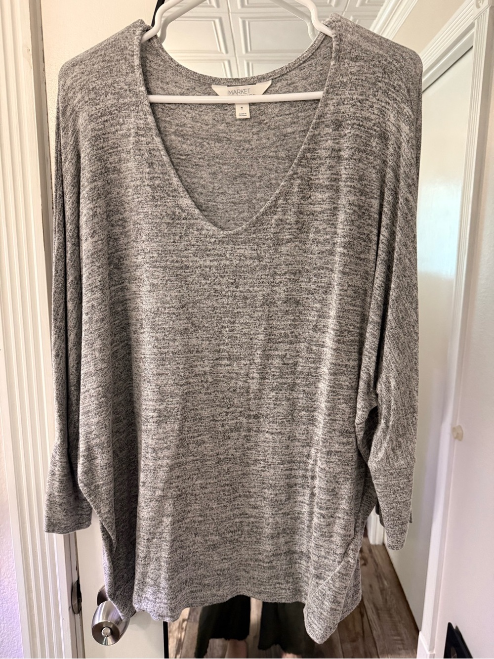 Market & Spruce Heather Gray V-Neck Dolman Sweater
